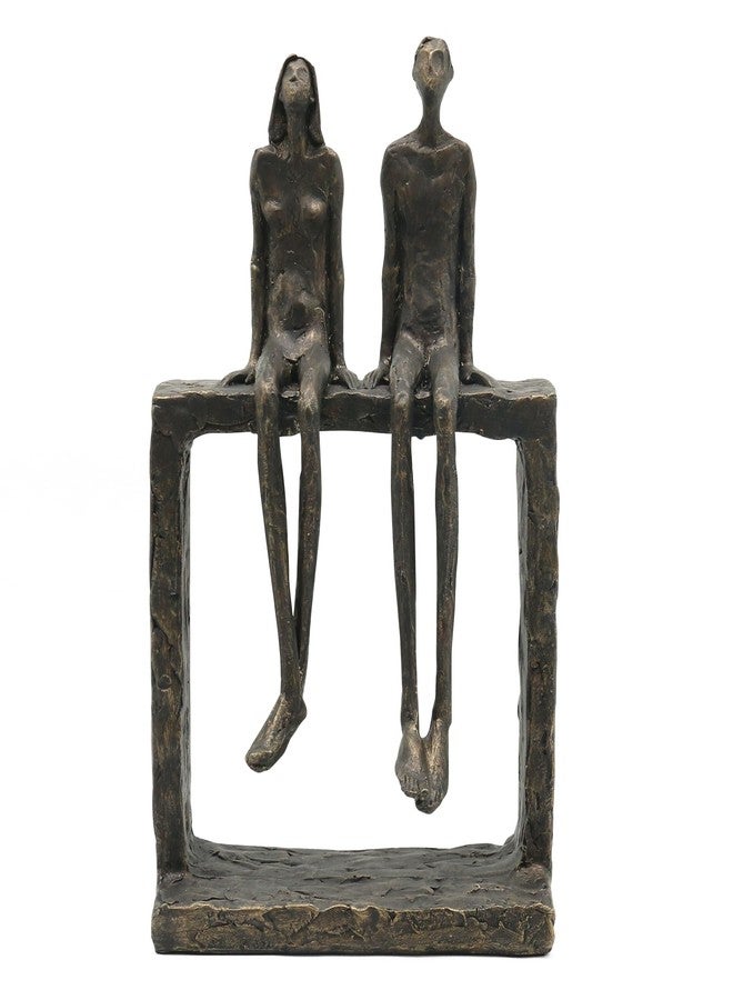 Lukitas Abstract Couple Statue Home Decor - Handcrafted Decorative Ornament for Living Room Office, Bronze Color, Resin - Image 1